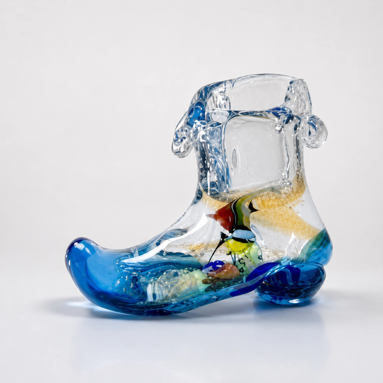 Aqua European art glass sculpture