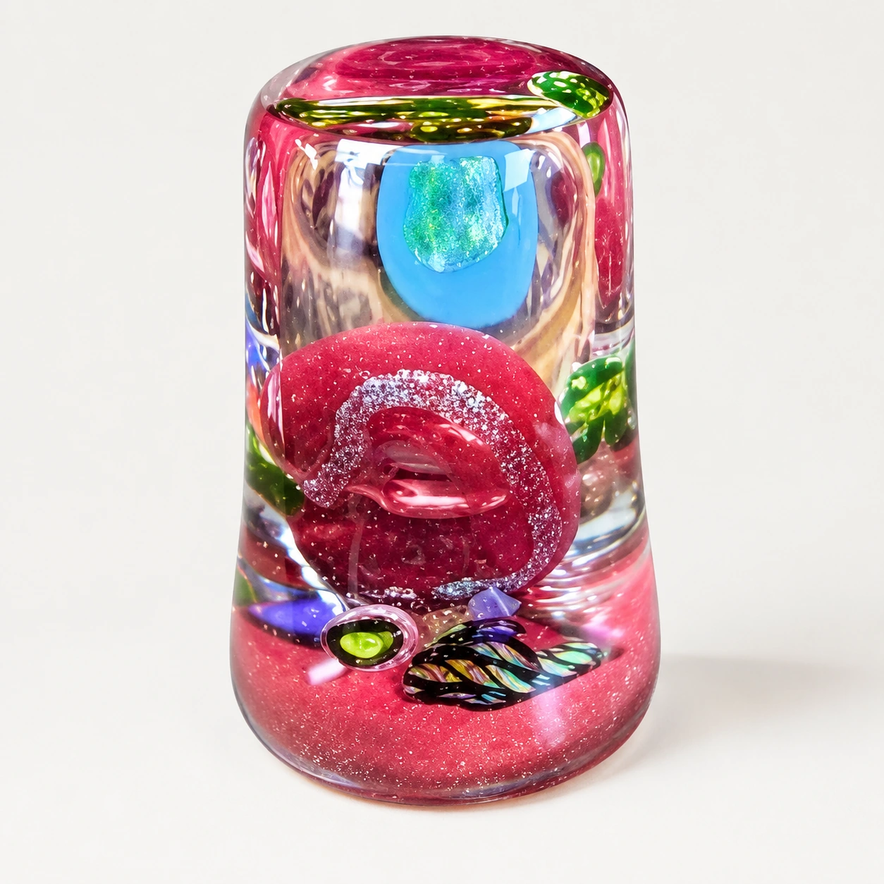 Floral vintage art glass paperweight